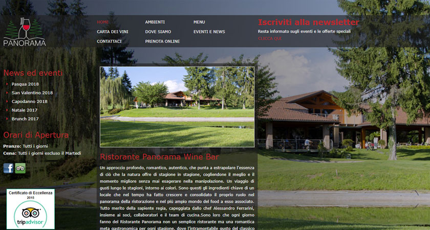 Ristorante Panorama Golf - siti web - Brescia
